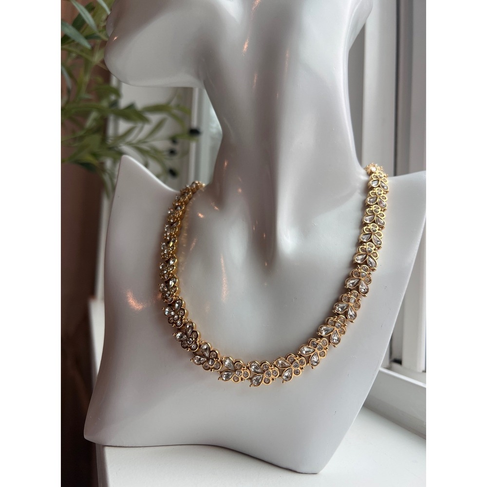 Vintage Avon Tone Crystal Floral Cluster Collar Necklace - Picture 12 of 12
